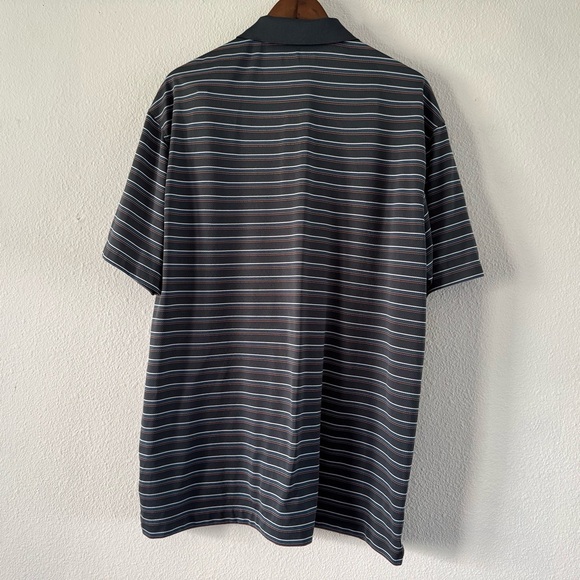 Nike Golf Fit Dry Striped Polo XXL Men's Black Shirt Breathable Mesh Button Neck - Picture 8 of 9